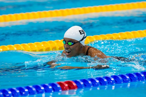 A picture of a woman swimming