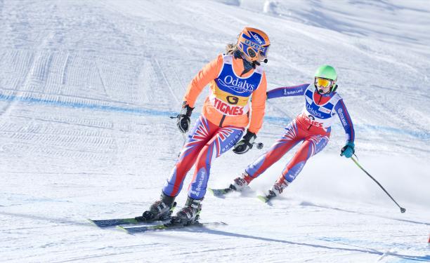 Great Britain's Kelly Gallagher with guide Charlotte Evans Great Britain's Kelly Gallagher with guide Charlotte Evans
