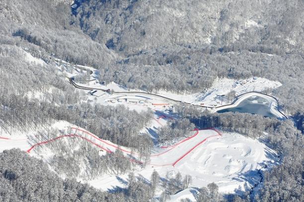 A picture of the slopes from the air