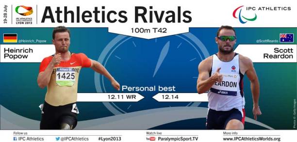 Men's 100m T42 Popow and Reardon rivarly - as of 19.07.13