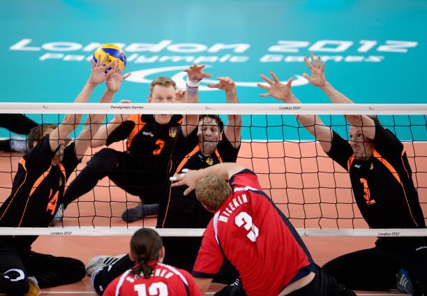 Germany and Russia's men's sitting volleyball teams