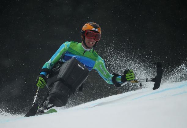 Gal Jakic of Slovenia competes in the Men's Sitting Giant Slalom during Day 5 of the 2010 Vancouver Winter Paralympics