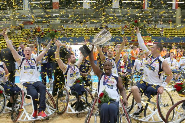 British Wheelchair Basketball Men British wheelchair basketball team celebrates