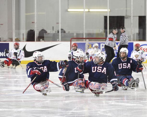 USA's ice sledge hockey team