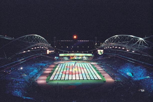 An overview of the Stadium during the Sydney 2000 Paralympic Games' Opening Ceremony A picture of an overview of a stadium