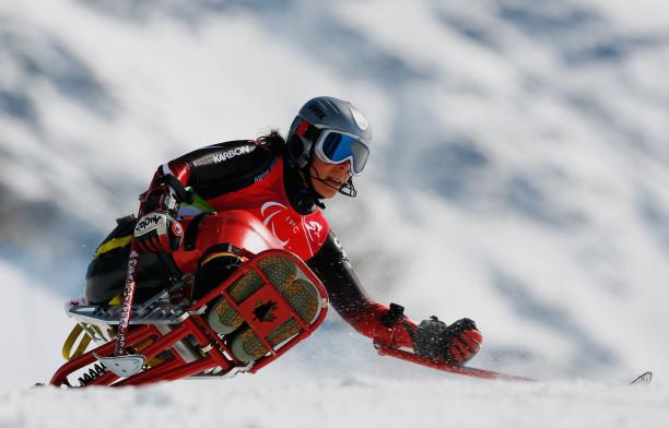 Kimberley Joines of Canada competes in the Women's Giant Slalom Athlete practicing Giant Slalom