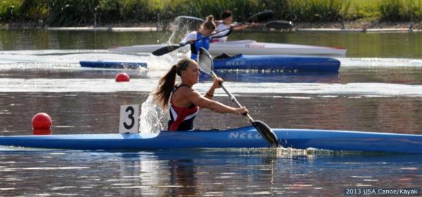 Women in canoe during a race