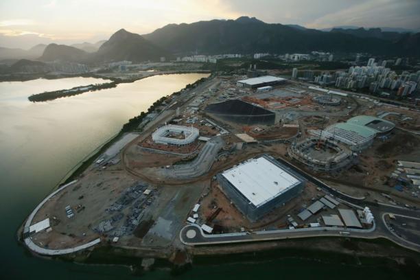 Aerial view on coast with contruction works going on