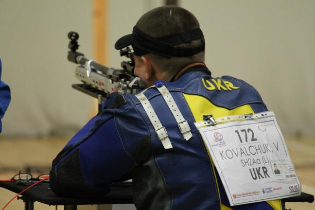 Ukraine's Vasyl Kovalchuk took gold ahead of Finnish world champion Minna Leinonen at a 2015 IPC Shooting World Cup.