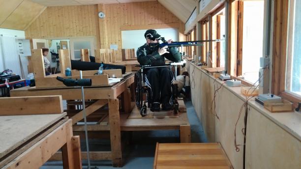 Michael Johnson New Zealand Shooting Man in wheelchair in a shooting range