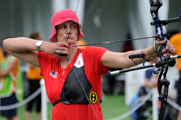 Female archer competes