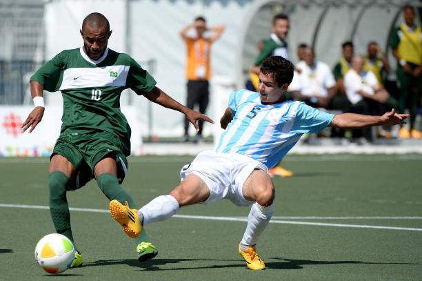 Two men playing football