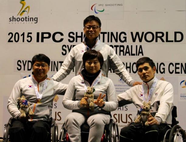 Chul Park, Juhee Lee and Ahn Kyounghee Chul Park, Juhee Lee and Ahn Kyounghee at the 2015 IPC Shooting World Cup in Sydney, Australia.
