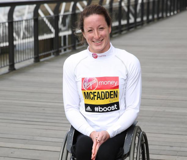 Tatyana McFadden attends the photocall for the IPC Athletics Marathon World Championships.