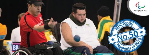 Top 50 2015 - 50 Brazil take Toronto boccia 2015 gold Group of people in wheelchairs celebrating
