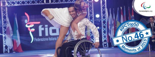 Graphic with wheelchair dance couple dancing