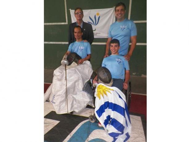 Wheelchair fencing athletes of Uruguay Wheelchair fencing athletes of Uruguay received their new IWAS fencing aprons.