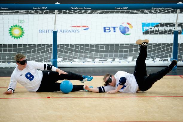 Finland goalball Finland's Petri Posio and Erkki Miinala block the ball during their gold-medal match at the London 2012 Paralympic Games. After winning Paralympic gold, the Finnish squad will now host the 2014 World Championships.