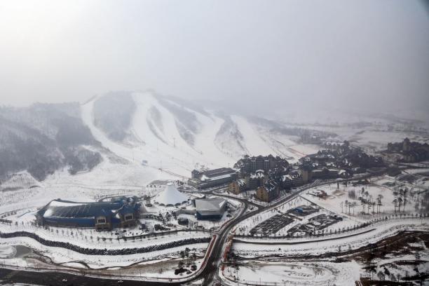 The Alpensia Resort - PyeongChang 2018 The Alpensia Resort is seen from above on February 10, 2015 in the mountain cluster of Pyeongchang, South Korea.
