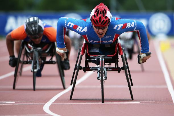 Russia's Alexey Bychenok competes in the 800m T54 race during the 2015 ParAthletics Grand Prix in Nottwil, Switzerland. 