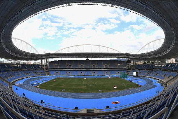 Olympic Stadium in Rio de Janeiro View on an empty stadium with a blue track