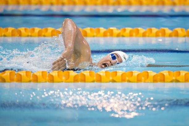 Inbal Pezaro of Israel competing in the Women's 200m Freestyle S5 at the 2015 IPC Swimming World Championships in Glasgow.