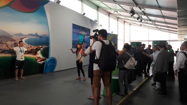 Proud Paralympian launch Rio 2016 An athletes poses in front of a picture of Rio de Janeiro