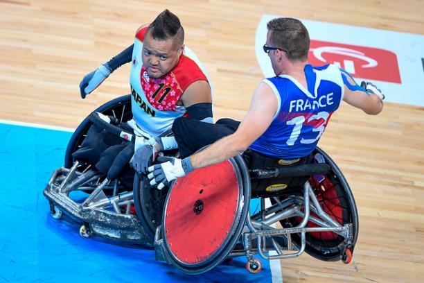 Shin Nakazato - Rio 2016 Two wheelchair rugby players crashing into each other