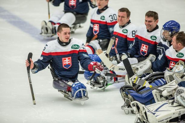 Martin Joppa of Slovakia at the Ostersund 2015 IPC Ice Sledge Hockey World Championships B-Pool.