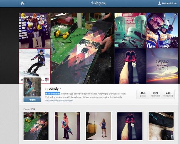 Screenshot of Nicole Roundy's profile on Instagram Para-snowboarder Nicole Roundy is an athlete to follow on Instagram