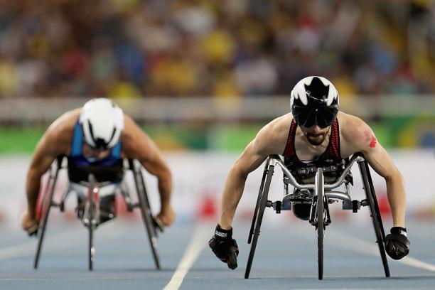 Brent Lakatos of Canada competes in the men's 400 meter T53 at Olympic Stadium during day 3 of the Rio 2016 Paralympic Games