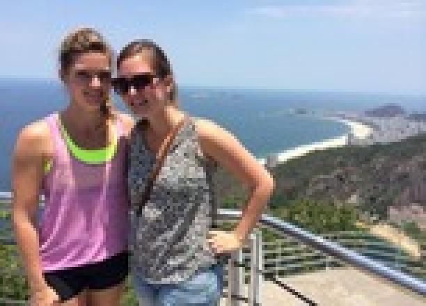 Marlou van Rhijn and her sister Suzanne enjoy the views from Rio's Sugar Loaf mountain.