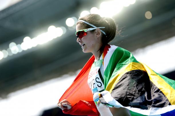 Ilse Hayes South Africa's Ilse Hayes celebrates wining silver in the 400m T13 final at Rio 2016.
