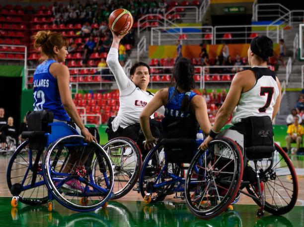 Canada wheelchair basketball Woman shooting a basketball