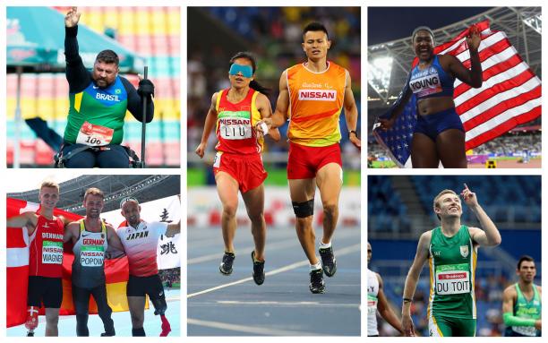 London 2017 - Day 5 Preview a group of para athletes celebrate winning their events