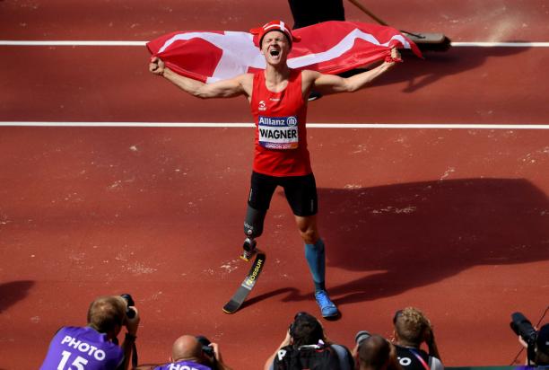 Daniel Wagner - London 2017 a para athlete celebrates with a flag