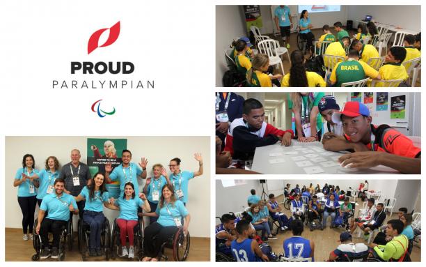 a group of children meet with para athletes