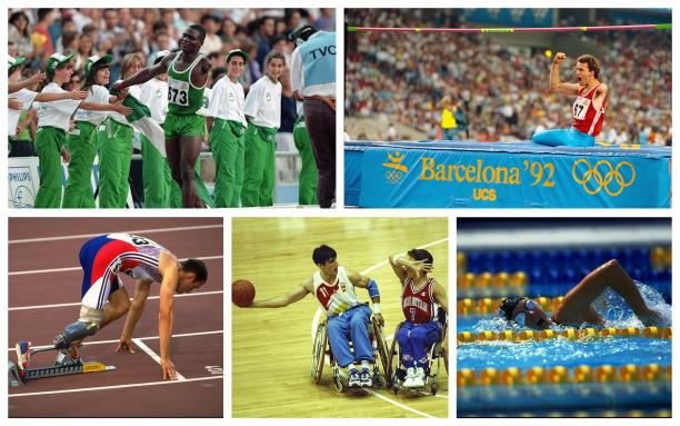 Barcelona 1992 - collage para athletes compete in their sport