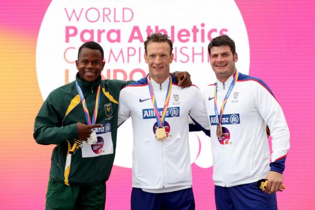Ntando Mahlangu - London 2017 three men stand on the podium with their medals