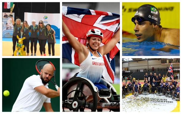 July review - collage a group of para athletes celebrate their victories