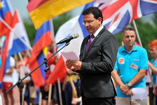 Tarek Souei - Nottwil 2017 Opening speech a man speaks at a podium