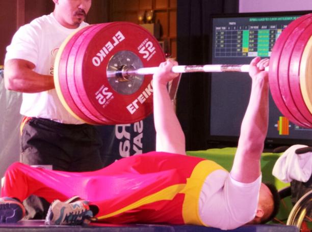 Lei Liu - China - World Cup in Kuala Lumpur Man on a bench lifting