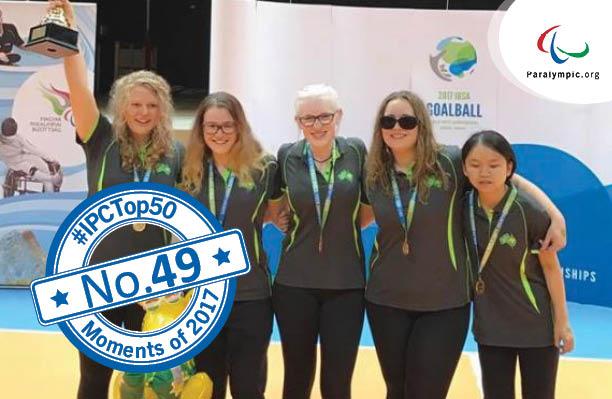 Top 50 Moments of 2017 - No 49 - Australia goalball a group of women raise their arms in celebration