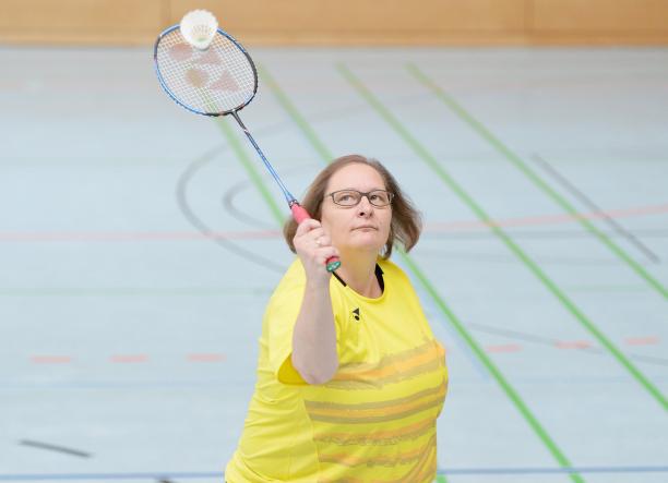 Katrin Seibert - Germany a female Para badminton player goes for a shot