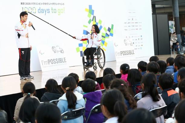 Para swimmer Keiichi Kimura and Proud Paralympian Miki Matheson speak to 120 children at event in Tokyo