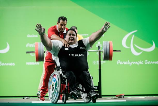 Siamand Rahman of Iran - Rio 2016 Siamand Rahman of Iran celebrates his new world record on the Powerlifting - Men's +107kg Group A at Riocentro Pavillon 2 at the Rio 2016 Paralympic Games.