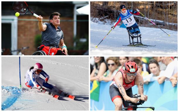 January 2018 preview collage four Para athletes compete in skiing, tennis and triathlon