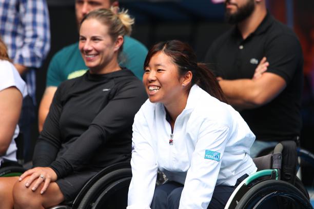 Yui Kamiji - Australian Open 2018 a female wheelchair tennis player smiles in delight