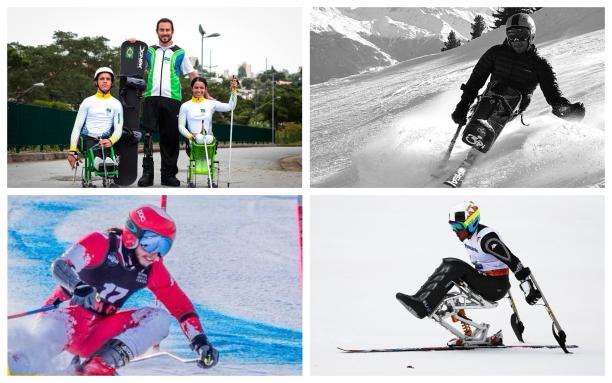PyeongChang Latinos collage Para skiers competing on the slopes