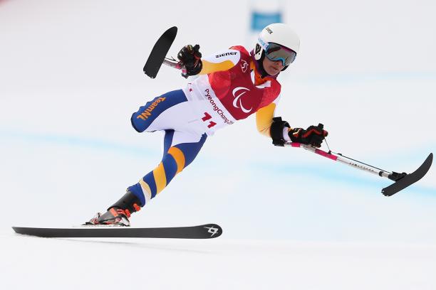PyeongChang 2018 General preview day 1 a Para alpine skier goes down the slope